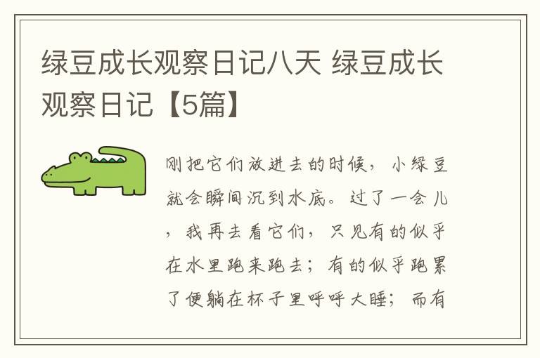 绿豆成长观察日记八天 绿豆成长观