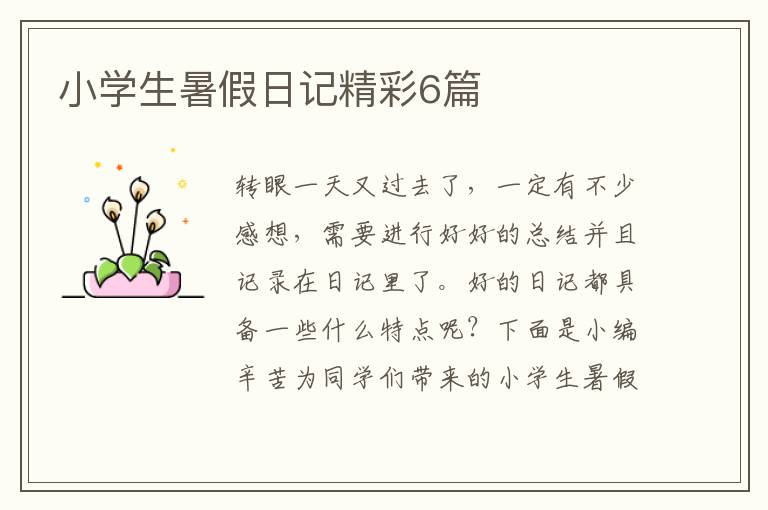 小学生暑假日记精彩6篇