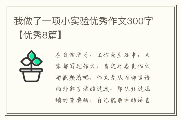 我做了一项小实验优秀作文300字【