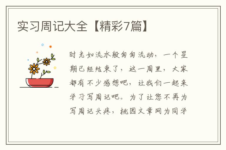 实习周记大全【精彩7篇】