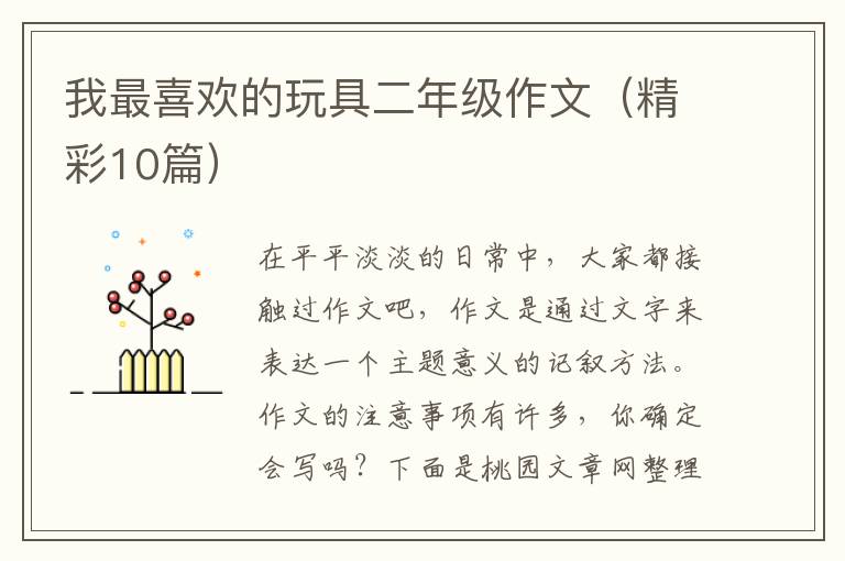 我最喜欢的玩具二年级作文(精彩10篇