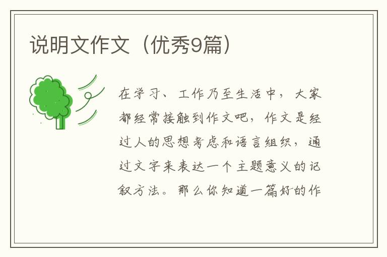 说明文作文（优秀9篇）