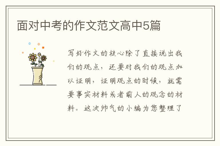 面对中考的作文范文高中5篇