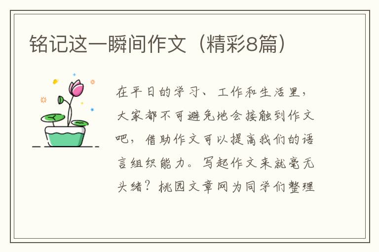 铭记这一瞬间作文(精彩8篇)