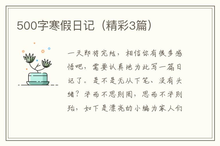 500字寒假日记(精彩3篇)