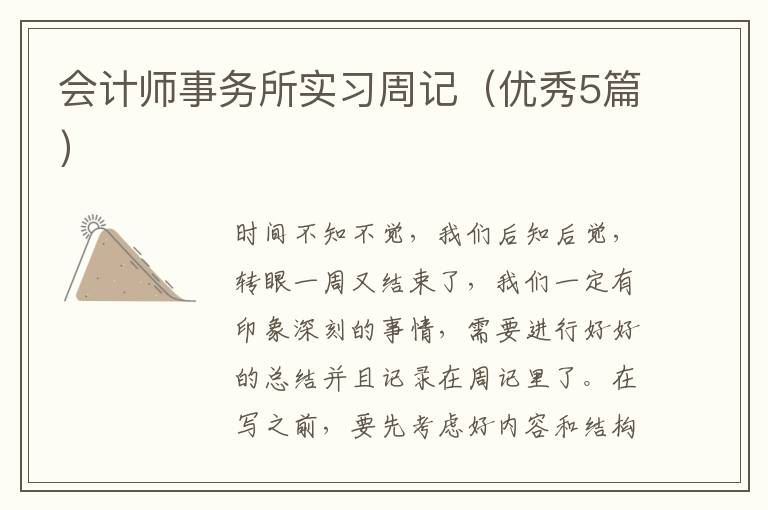 会计师事务所实习周记(优秀5篇)