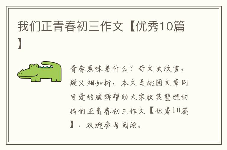 我们正青春初三作文【优秀10篇】
