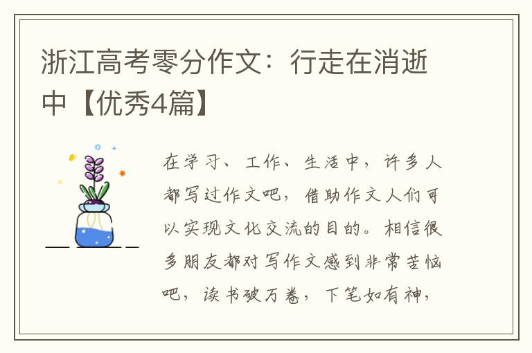 浙江高考零分作文:行走在消逝中【优