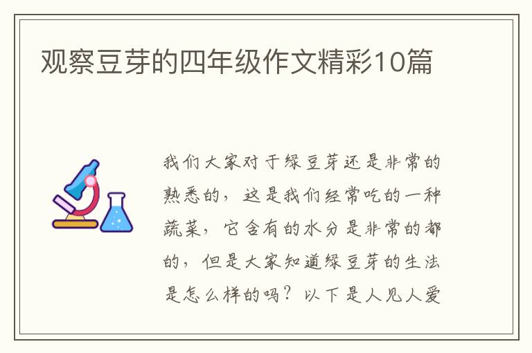 观察豆芽的四年级作文精彩10篇