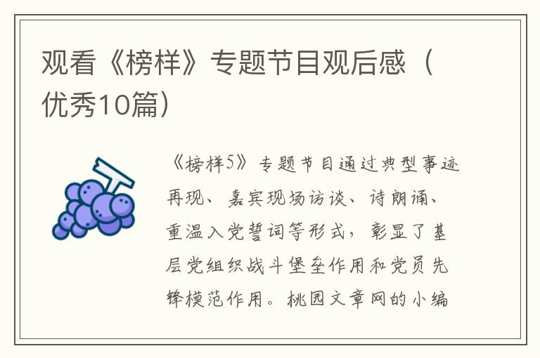 观看《榜样》专题节目观后感（优秀10篇）