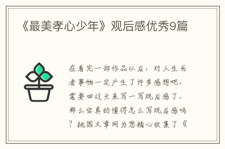 《最美孝心少年》观后感优秀9篇
