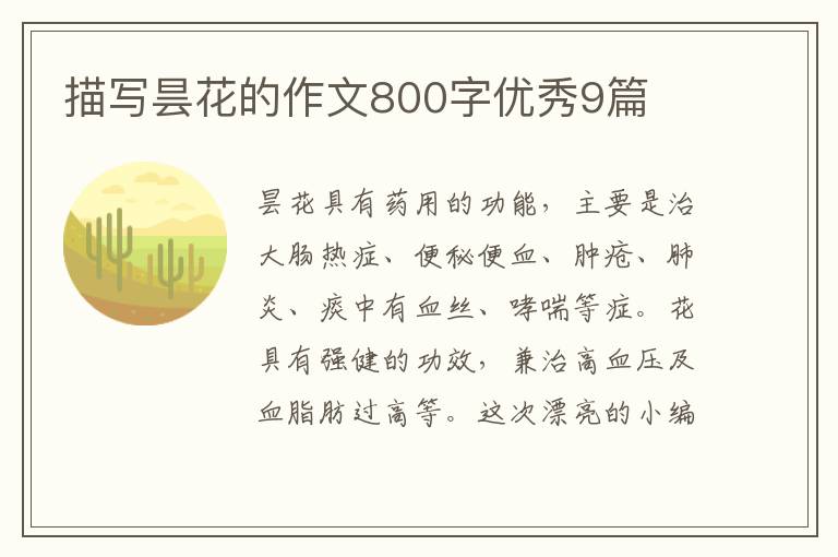 描写昙花的作文800字优秀9篇