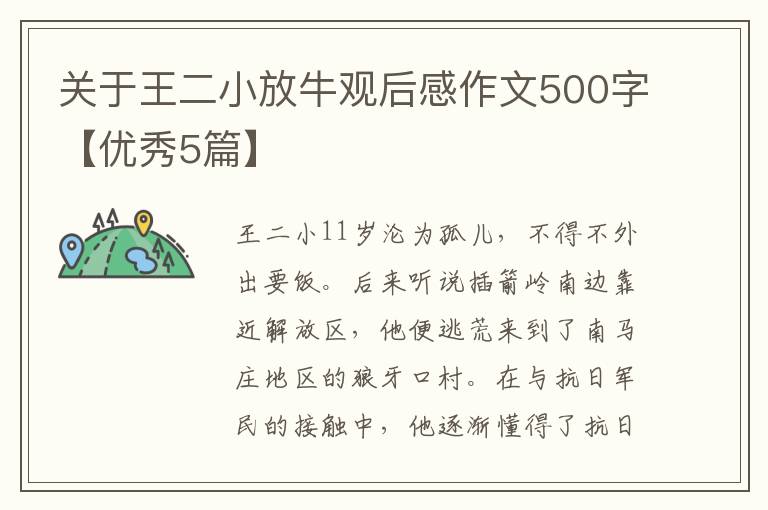 关于王二小放牛观后感作文500字【