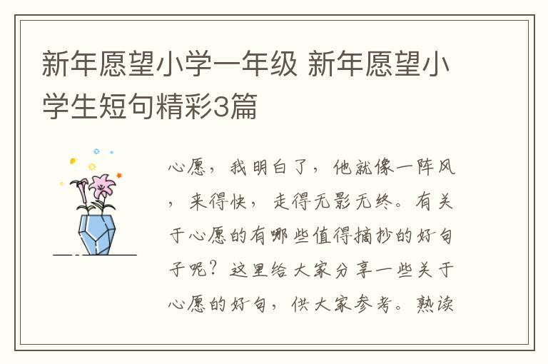 新年愿望小学一年级 新年愿望小学生短句精彩3篇