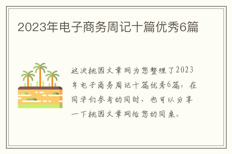 2023年电子商务周记十篇优秀6篇