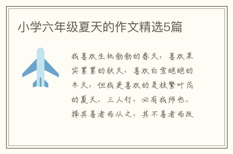 小学六年级夏天的作文精选5篇