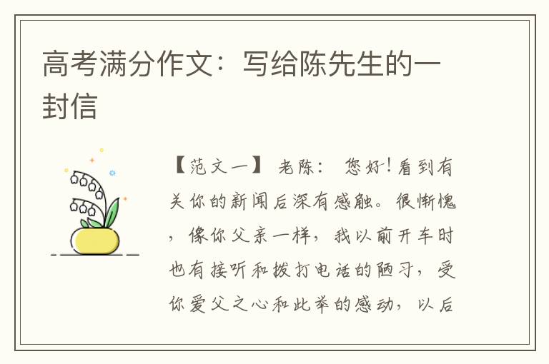高考满分作文:写给陈先生的一封信