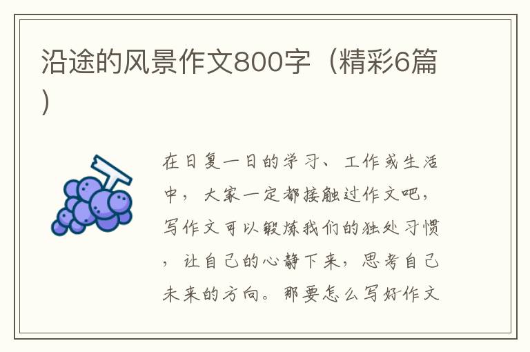 沿途的风景作文800字（精彩6篇）