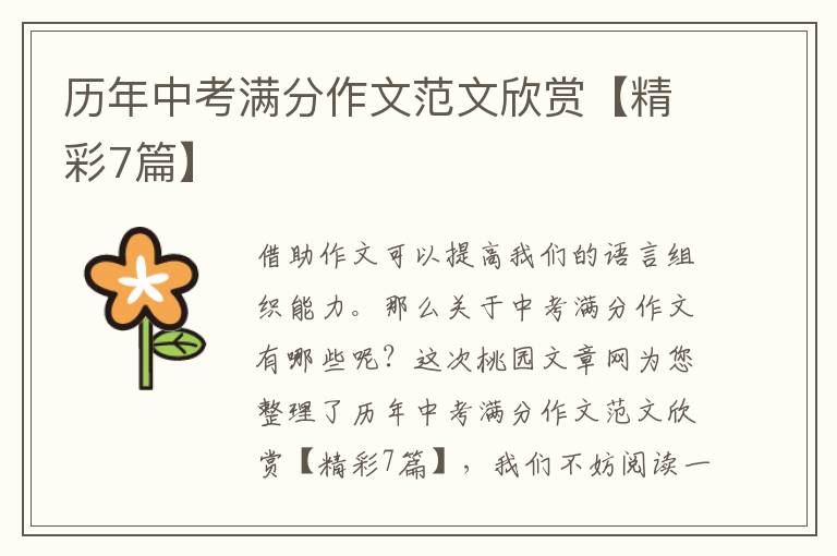 历年中考满分作文范文欣赏【精彩7