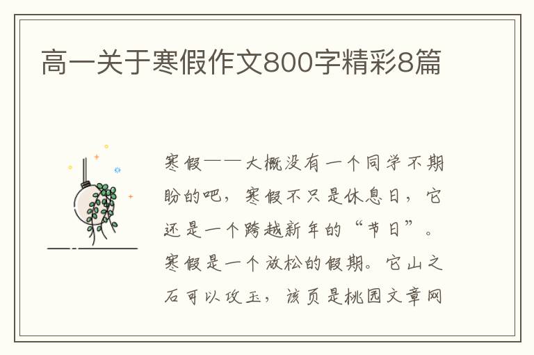 高一关于寒假作文800字精彩8篇
