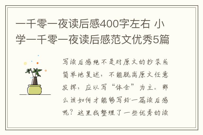 一千零一夜读后感400字左右 小学一千零一夜读后感范文优秀5篇