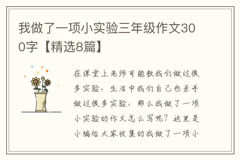 我做了一项小实验三年级作文300字