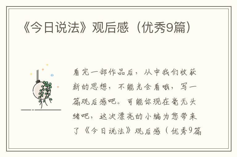 《今日说法》观后感（优秀9篇）
