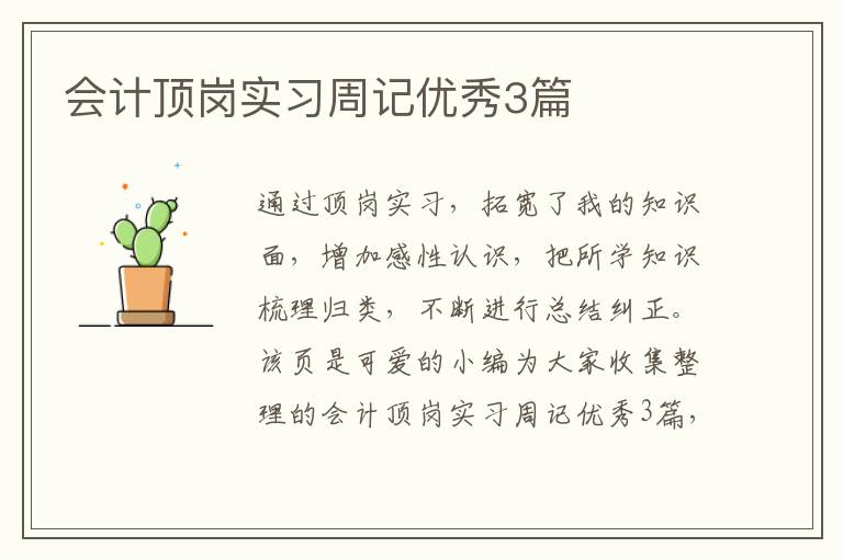 会计顶岗实习周记优秀3篇