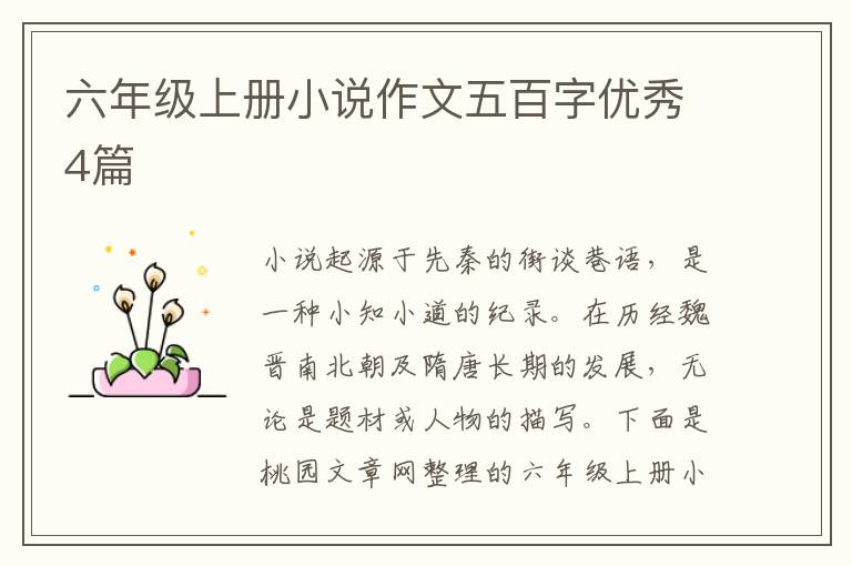 六年级上册小说作文五百字优秀4篇