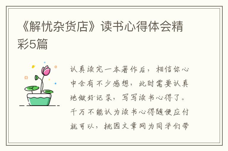 《解忧杂货店》读书心得体会精彩5