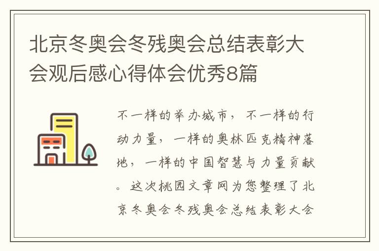 北京冬奥会冬残奥会总结表彰大会观