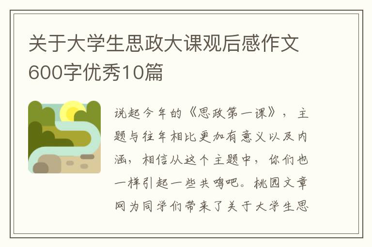 关于大学生思政大课观后感作文600