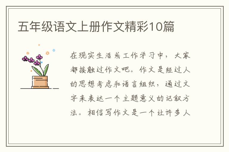 五年级语文上册作文精彩10篇