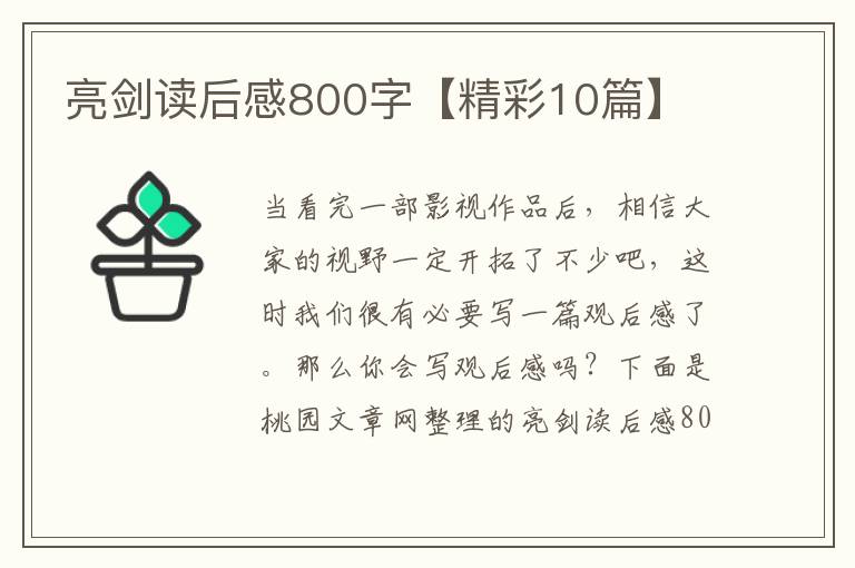 亮剑读后感800字【精彩10篇】