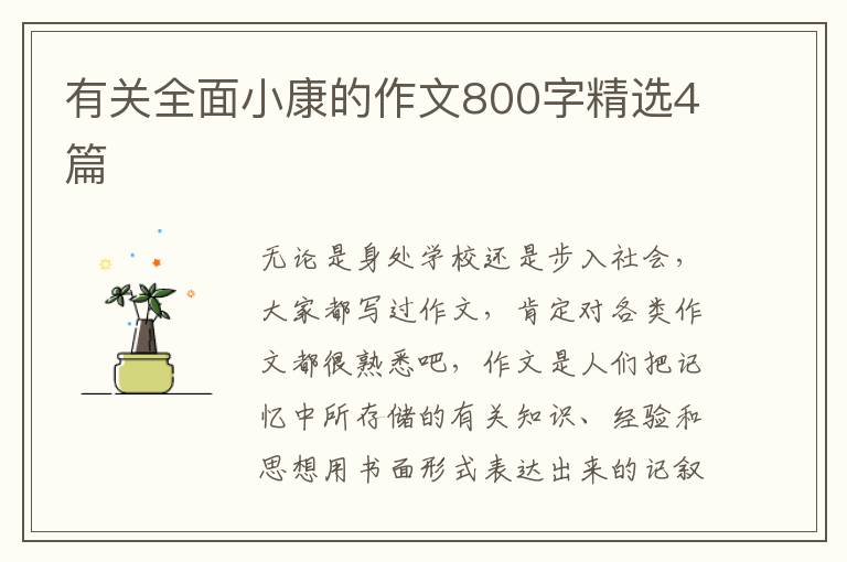 有关全面小康的作文800字精选4篇