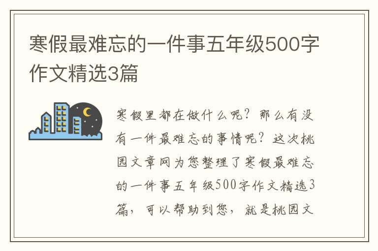 寒假最难忘的一件事五年级500字作
