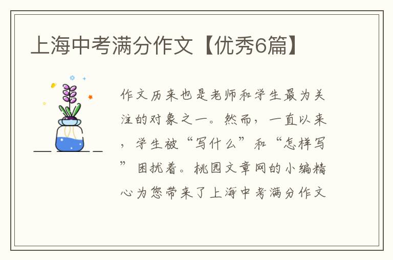 上海中考满分作文【优秀6篇】