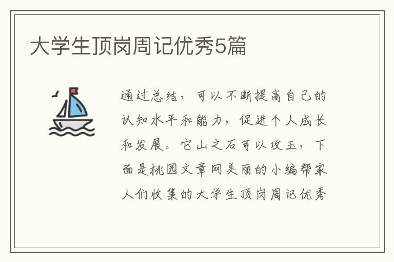 大学生顶岗周记优秀5篇