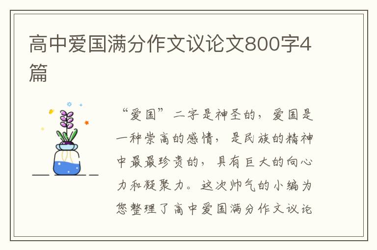 高中爱国满分作文议论文800字4篇