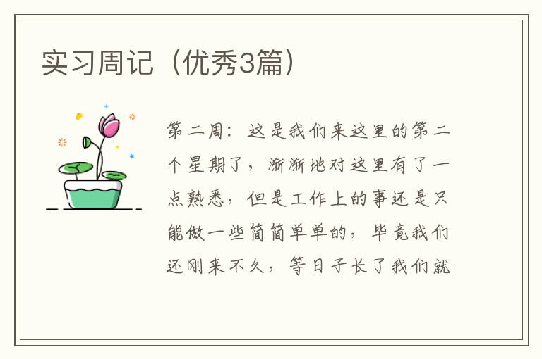 实习周记（优秀3篇）