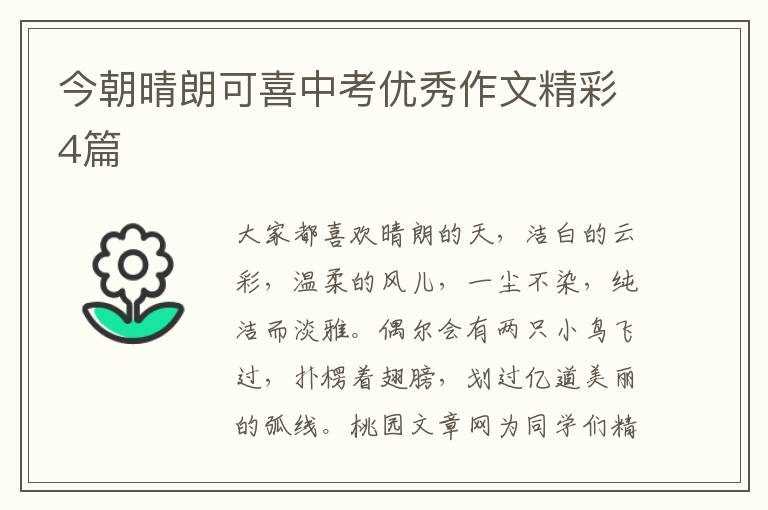 今朝晴朗可喜中考优秀作文精彩4篇
