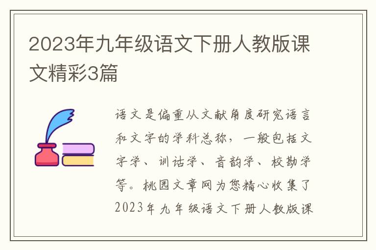 2023年九年级语文下册人教版课文精彩3篇