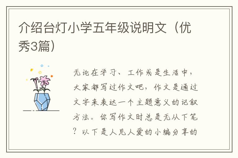 介绍台灯小学五年级说明文(优秀3篇)