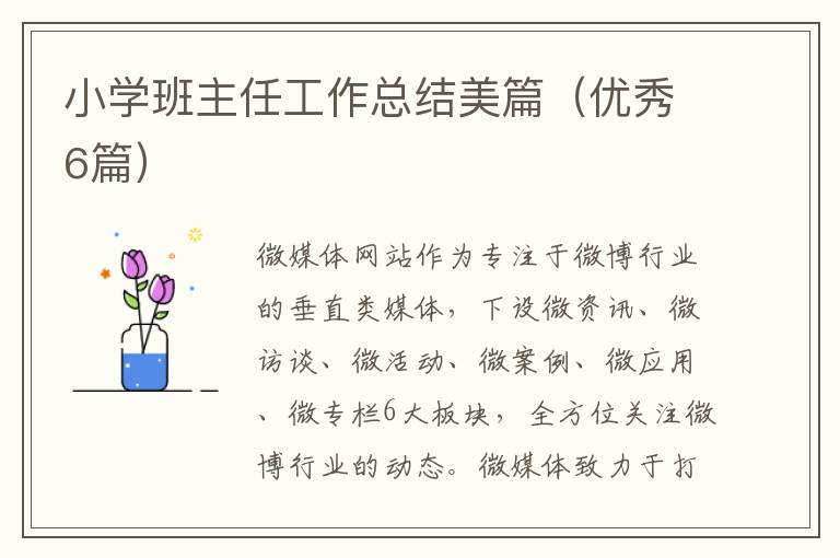 小学班主任工作总结美篇（优秀6篇）