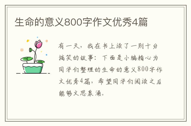 生命的意义800字作文优秀4篇