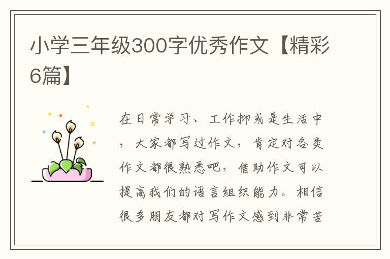 小学三年级300字优秀作文【精彩6篇