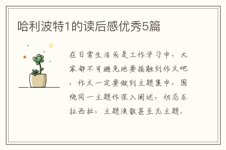 哈利波特1的读后感优秀5篇