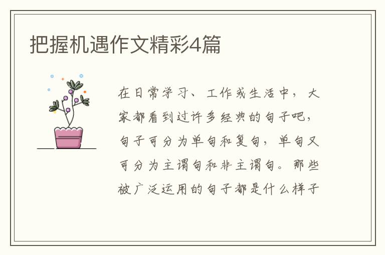 把握机遇作文精彩4篇