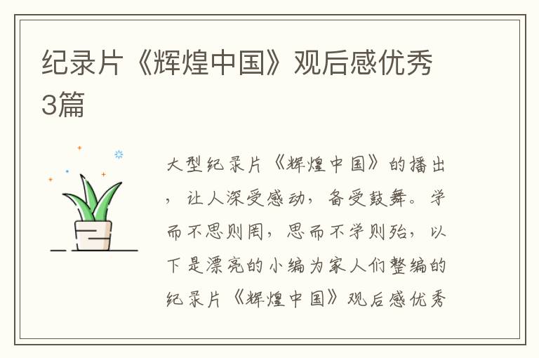 纪录片《辉煌中国》观后感优秀3篇
