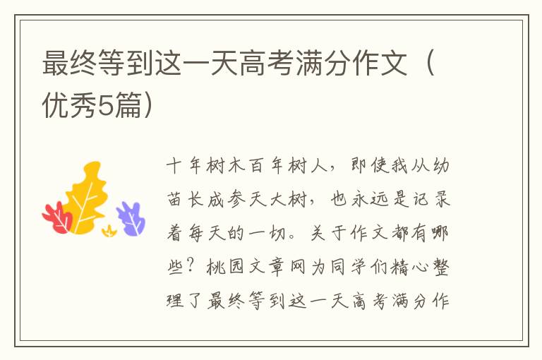 最终等到这一天高考满分作文(优秀5